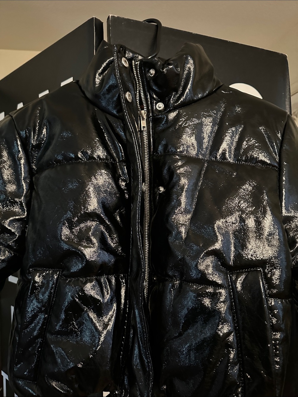 Glossy Black Puffer Jacket